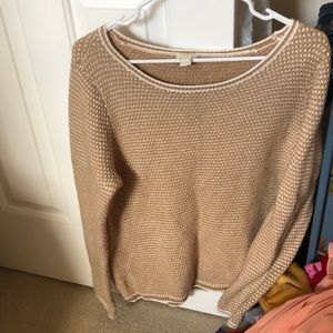 JCrew tan and white sweater size L
